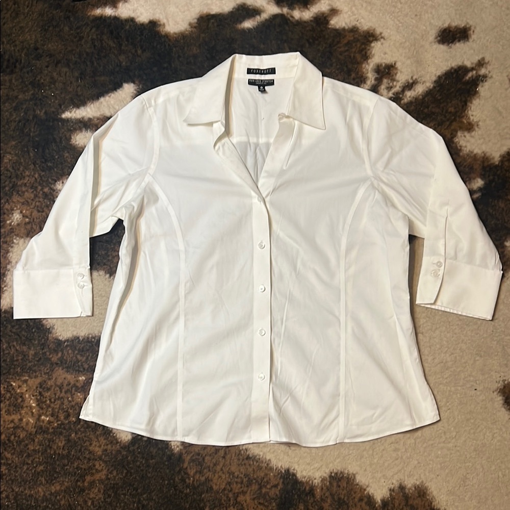 Foxcroft White Non-Iron Button Up